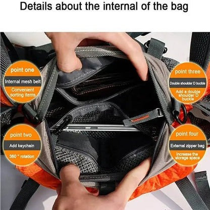 Waist Bag with Dual Bottle Holders and Multiple Compartments for Hiking