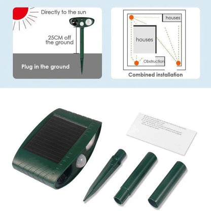 Ultrasonic Animal Deterrent with Solar Power and Motion Sensor, 30ft Range