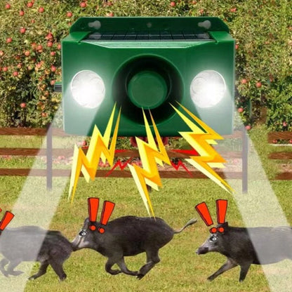 Solar Animal Deterrent Light with Flashing Spotlights and Alarm Sound Unit
