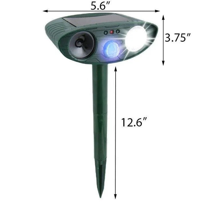 Ultrasonic Animal Deterrent with Solar Power and Motion Sensor, 30ft Range