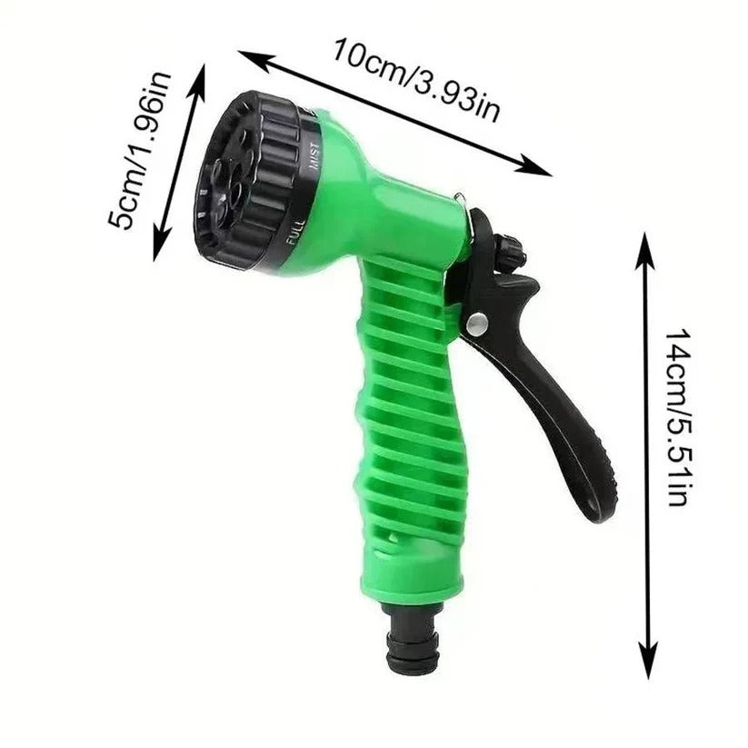 Expandable Garden Hose with Seven-Spray Nozzle and Auto-Collapse Storage