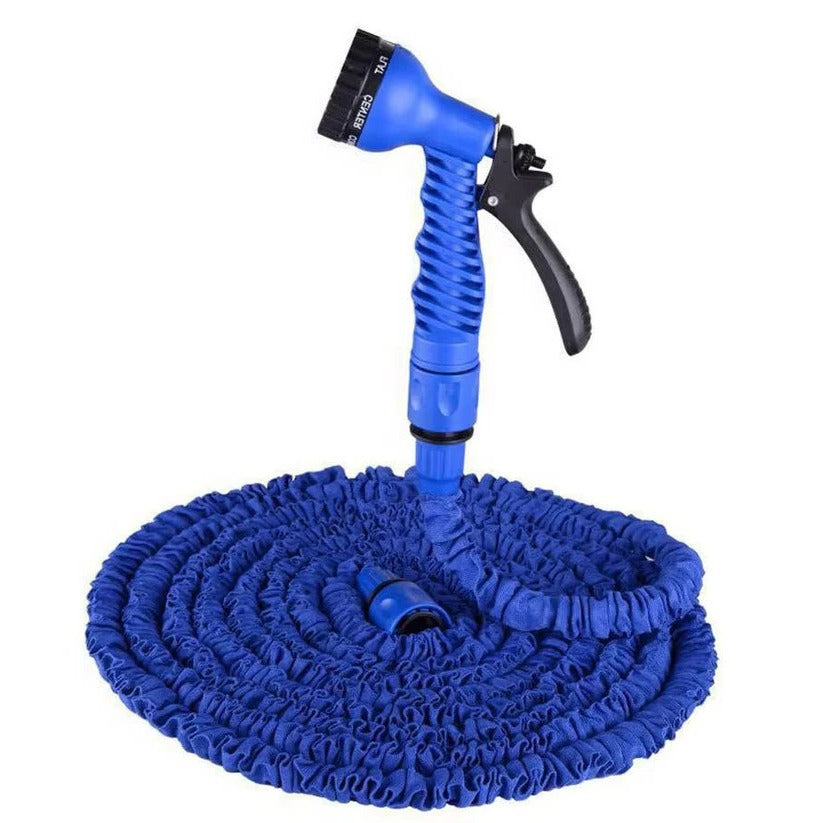 Expandable Garden Hose with Seven-Spray Nozzle and Auto-Collapse Storage