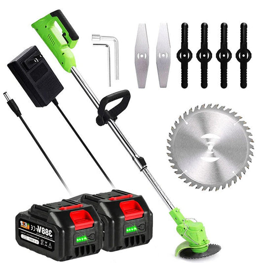 Cordless Grass Trimmer with 24v Battery and Interchangeable Blades, Telescopic Shaft