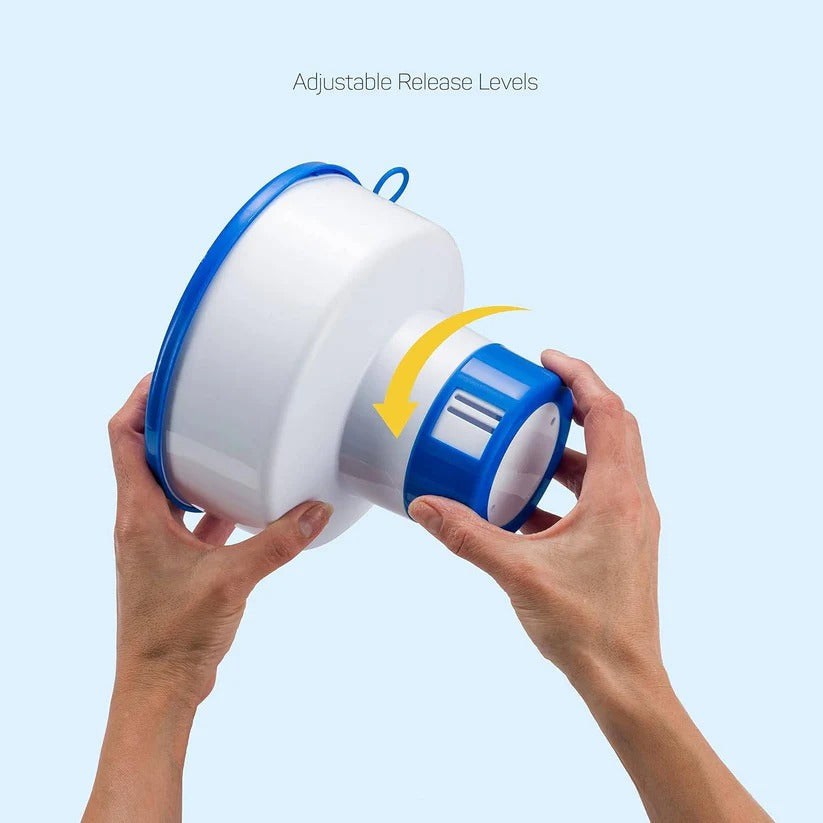 Pool Chemical Floater with Adjustable Vent Settings and Twist Lock Cap for Pools and Spas