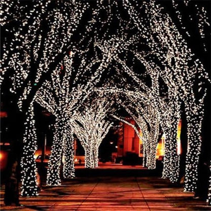Solar LED String Lights 100 Bulbs with Automatic Dusk Sensor, 17 Meter