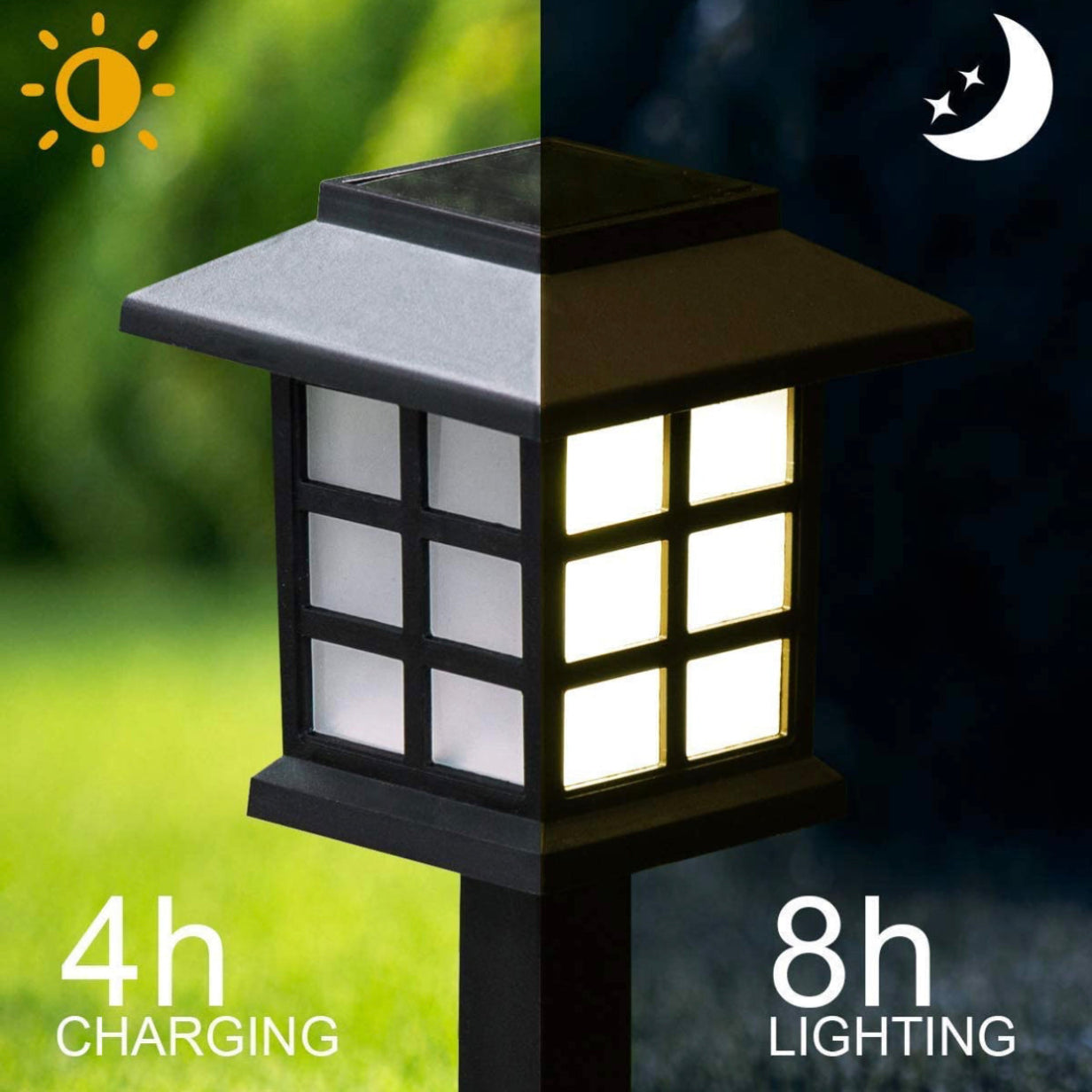 Solar Pathway Lights Set of 12 with Warm White LED and 8-Hour Runtime