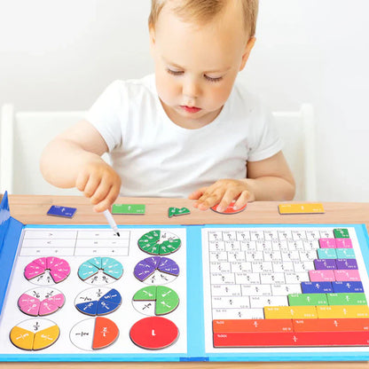 Hands-On Fraction Learning Book with Magnetic Pieces and Visual Color Guide