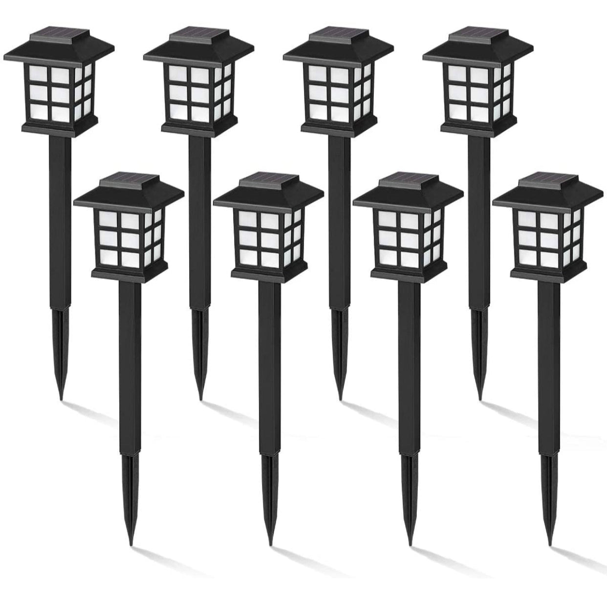 Solar Pathway Lights Set of 12 with Warm White LED and 8-Hour Runtime