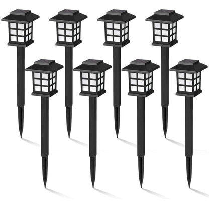Solar Pathway Lights Set of 12 with Warm White LED and 8-Hour Runtime