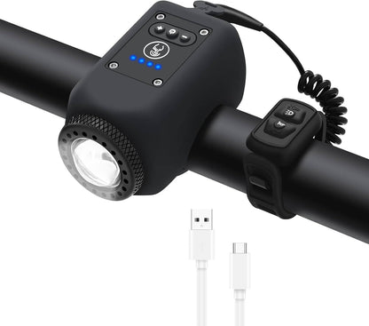 Bike Horn and Floodlight with 110dB Sound and 30m Beam, Water Resistant