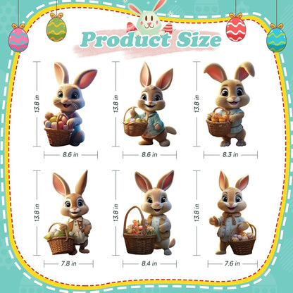 Easter Bunny Yard Signs with Ground Stakes, Pack of 6 Designs