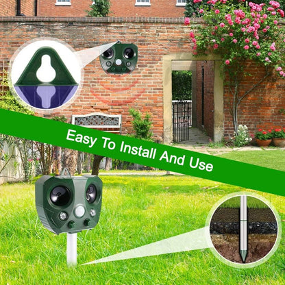 Motion Activated Ultrasonic Pest Defender with Solar Charging and LED Lights