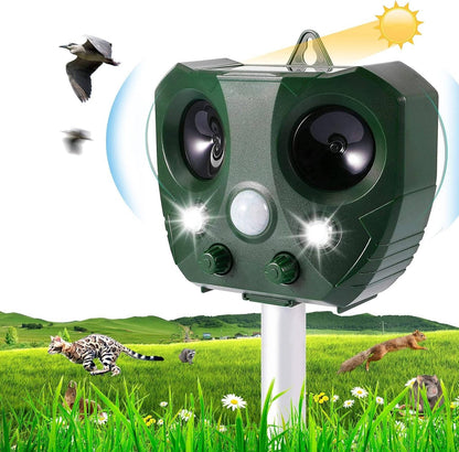 Motion Activated Ultrasonic Pest Defender with Solar Charging and LED Lights