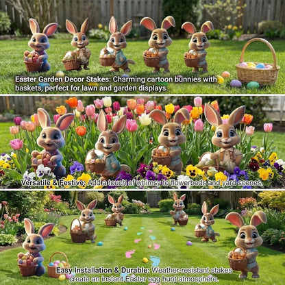 Easter Bunny Yard Signs with Ground Stakes, Pack of 6 Designs