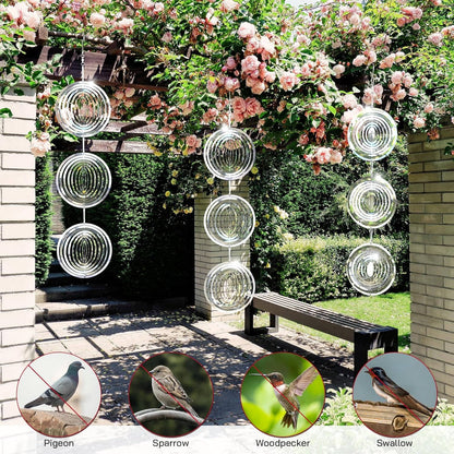 Rotating Reflective Bird Deterrent with 3D Mirror Panels and Swivel Hook