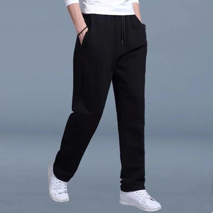 Men's Cotton Polyester Sweatpants with Moisture-Wicking Fabric and Deep Side Pockets