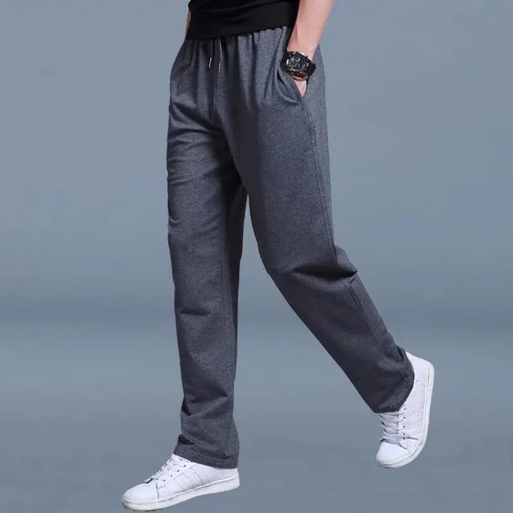 Men's Cotton Polyester Sweatpants with Moisture-Wicking Fabric and Deep Side Pockets