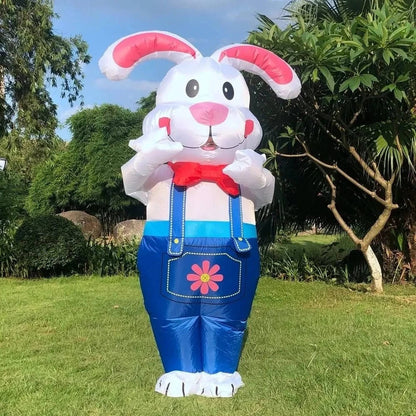6ft Inflatable Bunny Costume with LED Lights and Battery Fan