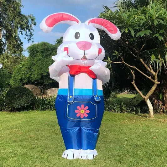 6ft Inflatable Bunny Costume with LED Lights and Battery Fan