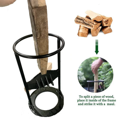 Manual Log Splitter with Cast Iron Wedge and Carry Handle