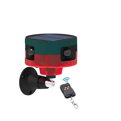 Solar Motion Sensor Animal Repeller with LED Flash and Sound, 360 Degree Coverage