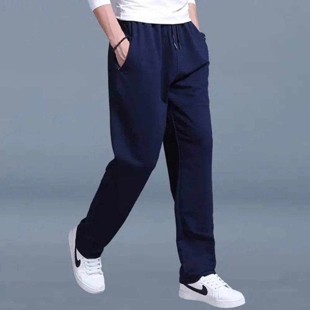 Men's Cotton Polyester Sweatpants with Moisture-Wicking Fabric and Deep Side Pockets