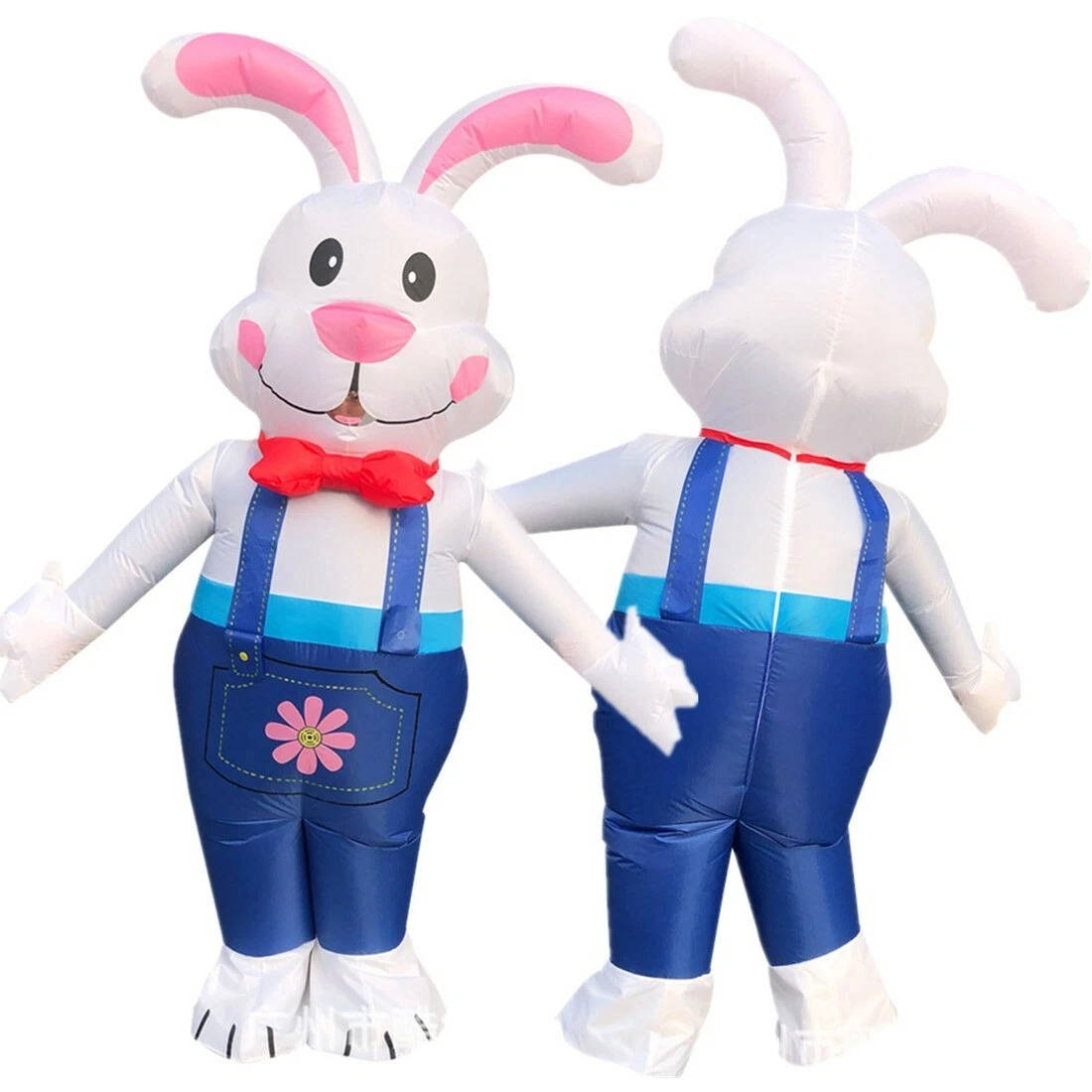 6ft Inflatable Bunny Costume with LED Lights and Battery Fan
