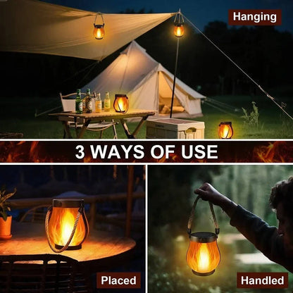 Flickering Solar Hanging Lantern with Dual Charging and Flame Mode