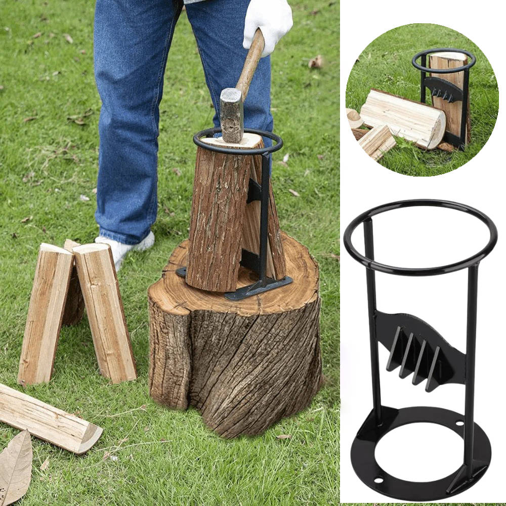 Manual Log Splitter with Cast Iron Wedge and Carry Handle