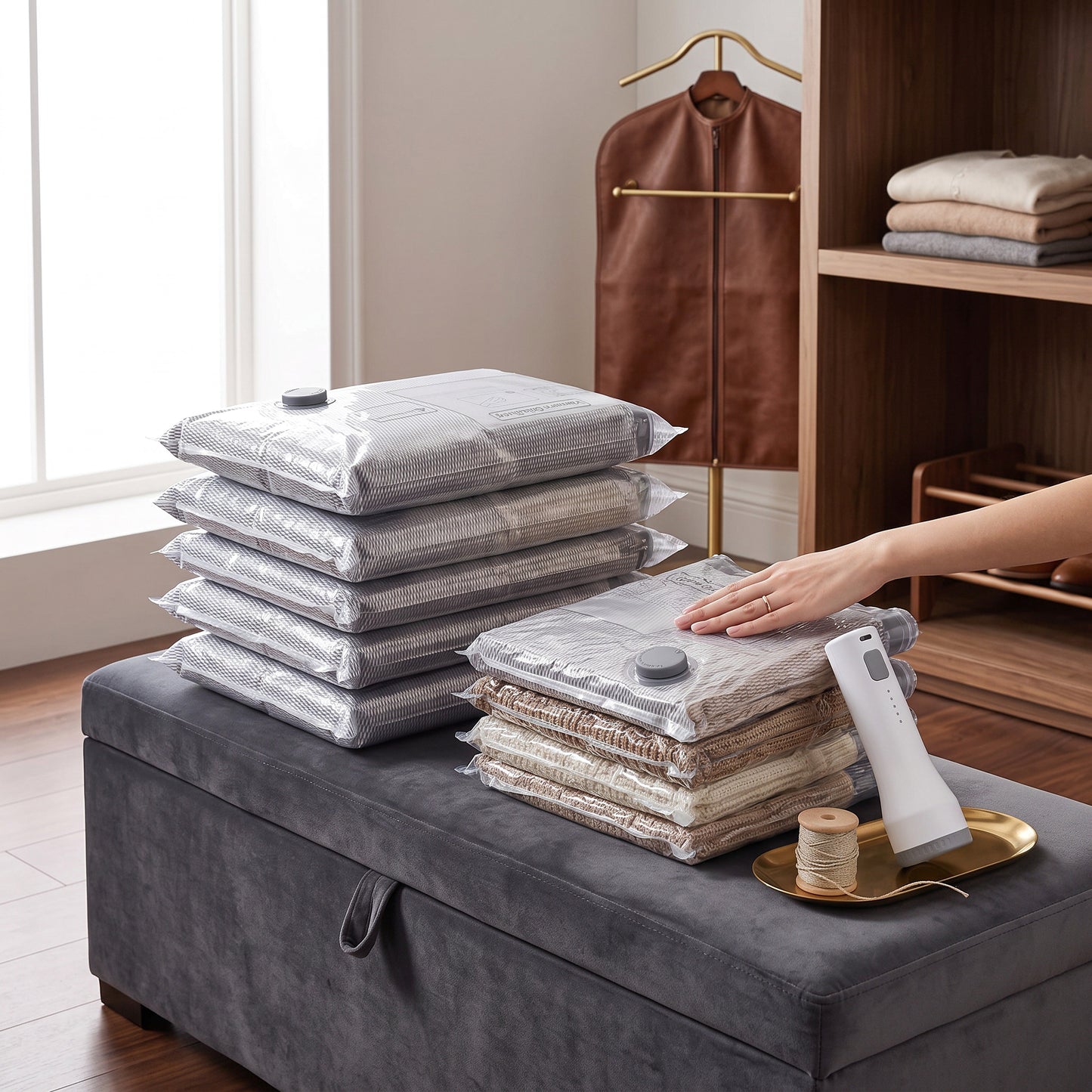 Space-Saving Vacuum Storage Bags with Rechargeable Wireless Pump, 15-Piece Set
