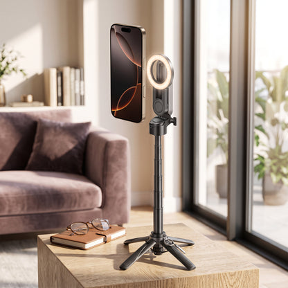 Magnetic Selfie Stick Tripod with Wireless Remote and 360° Rotation