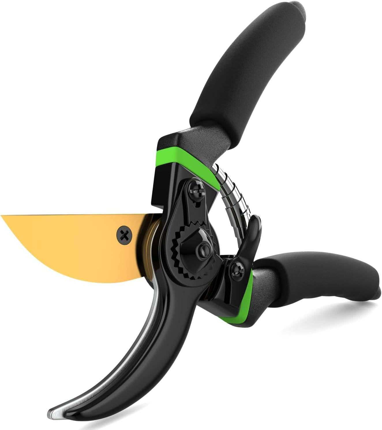 Titanium Coated Pruning Shears with Bypass Blade and Spring Return, Reduced Grip Force