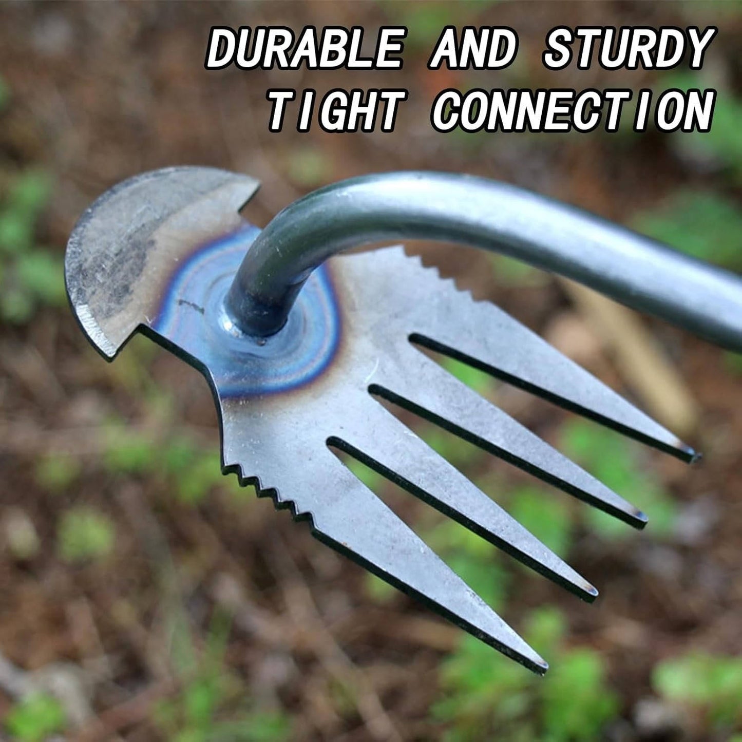 Steel Garden Weed Extractor with Four-Tooth Head and Extended Handle