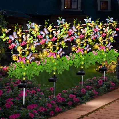 Solar Flower Garden Lights with Automatic Dusk Sensor and 12-Hour Runtime, 4 Pack