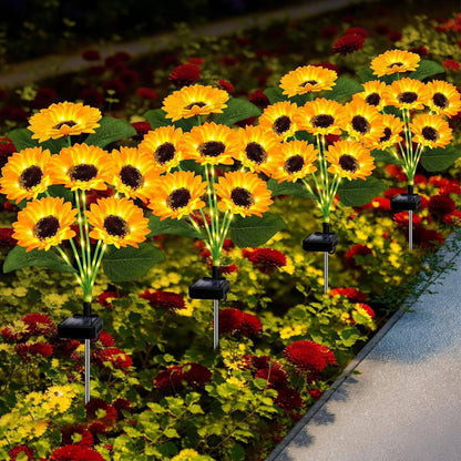 Solar Flower Garden Lights with Automatic Dusk Sensor and 12-Hour Runtime, 4 Pack