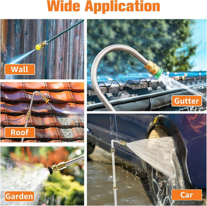 Telescoping Pressure Washer Wand with Six Nozzle Tips and Curved Attachment