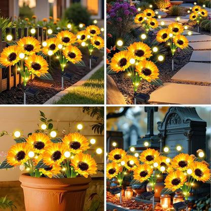 Solar Flower Garden Lights with Automatic Dusk Sensor and 12-Hour Runtime, 4 Pack