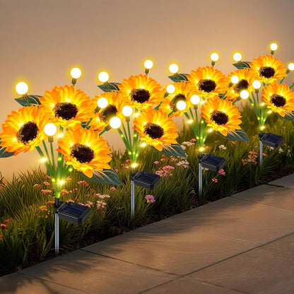 Solar Flower Garden Lights with Automatic Dusk Sensor and 12-Hour Runtime, 4 Pack