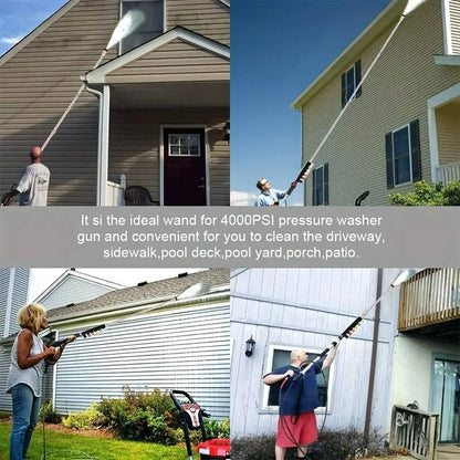 Telescoping Pressure Washer Wand with Six Nozzle Tips and Curved Attachment