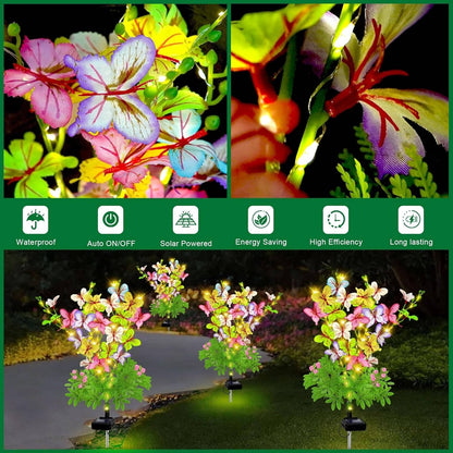 Solar Flower Garden Lights with Automatic Dusk Sensor and 12-Hour Runtime, 4 Pack