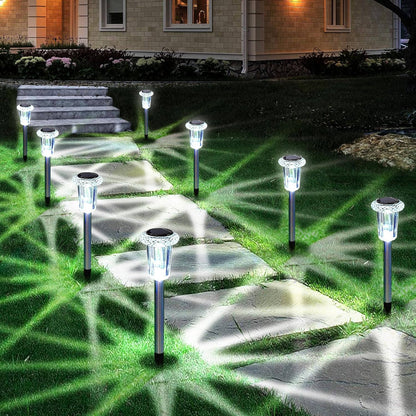 Solar Pathway Lights with Automatic Dusk to Dawn Sensor and Cool White LED, 10-Pack