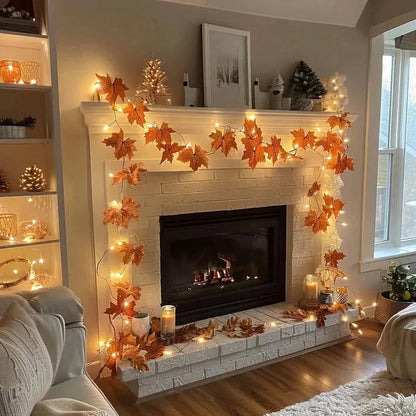 Warm Golden Lighted Garland with Reflective Ornaments and Bendable Wire