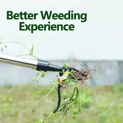 Weed Puller with Four Steel Claws and Foot Pedal, Bamboo Handle