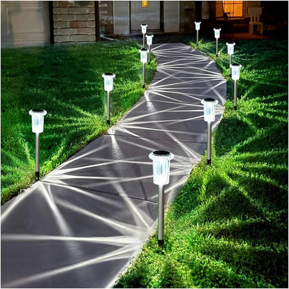 Solar Pathway Lights with Automatic Dusk to Dawn Sensor and Cool White LED, 10-Pack
