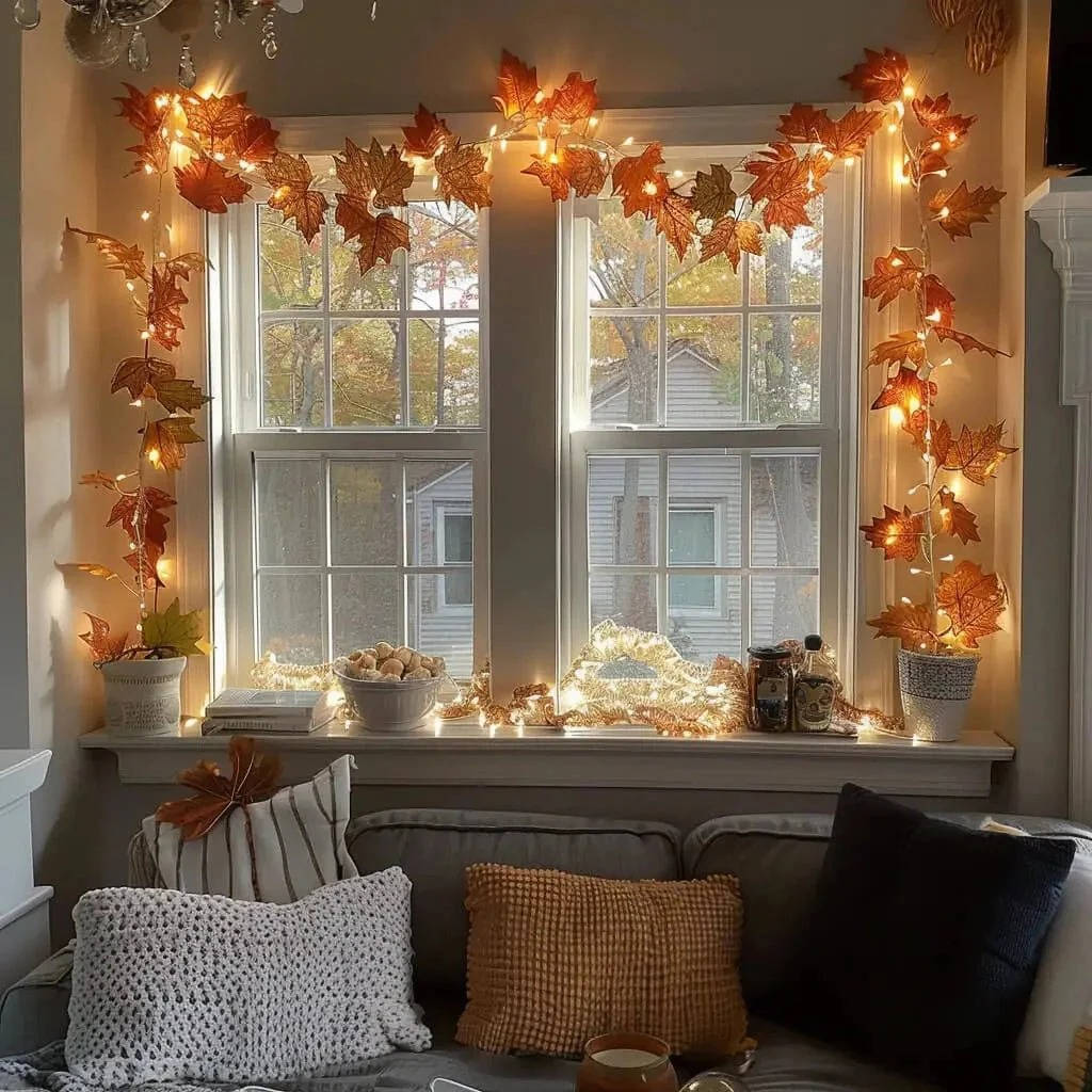 Warm Golden Lighted Garland with Reflective Ornaments and Bendable Wire