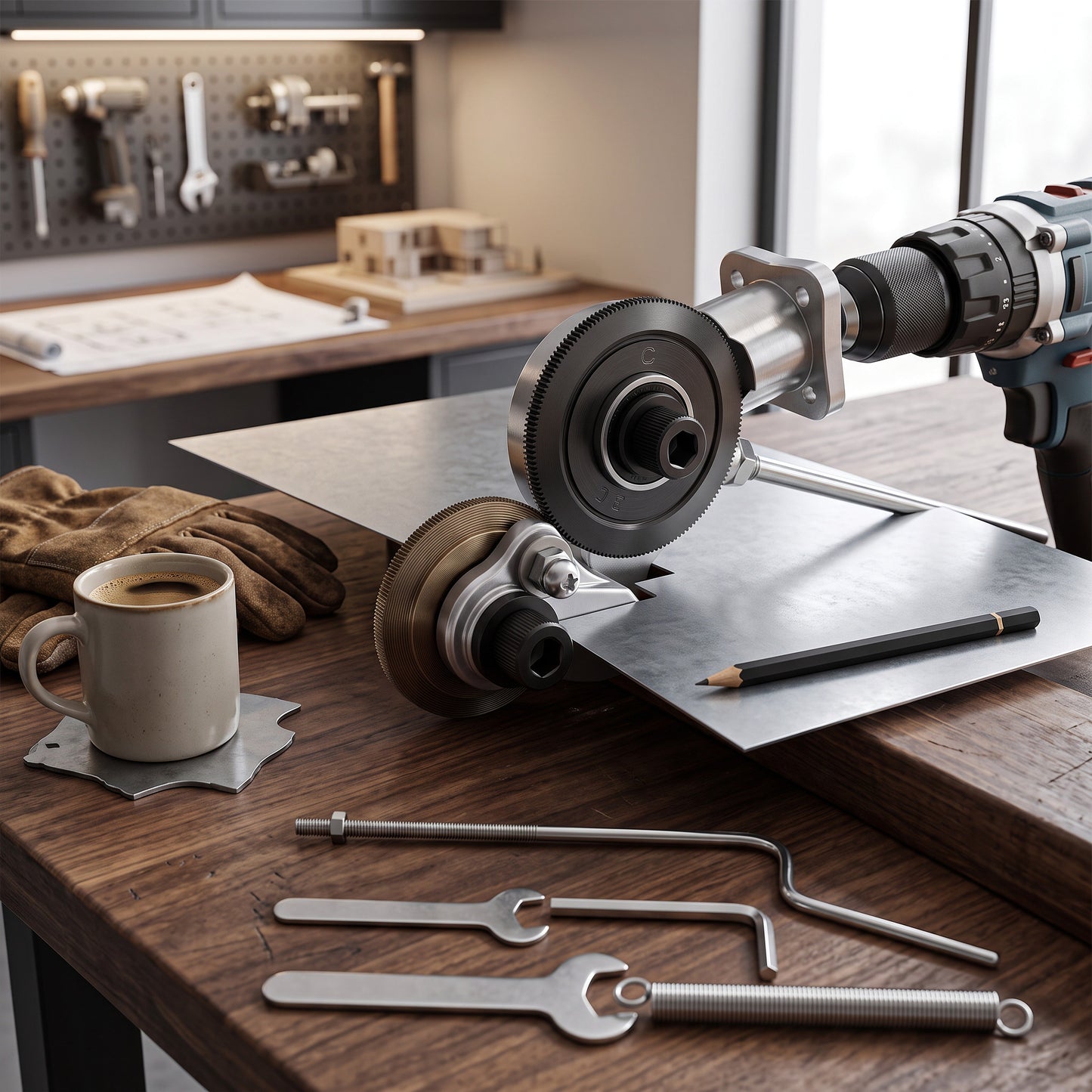 Metal Cutter Drill Attachment with Three Interchangeable Heads for Thin Sheets
