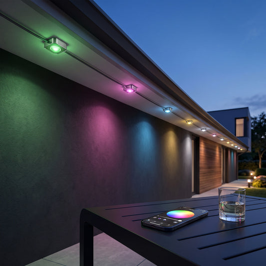 Permanent Outdoor Roofline Light Strand 100ft with RGBICW Nodes and App Control