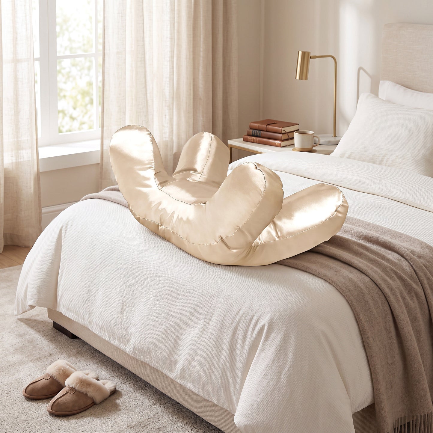 Contoured Pillow with Raised Pillars and Removable Zippered Case