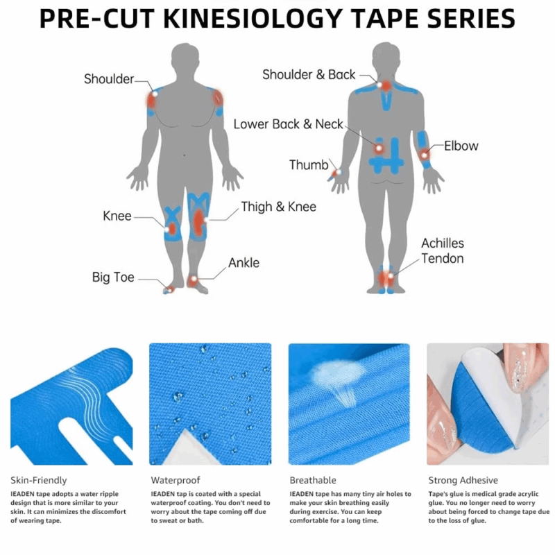 Precut Kinesiology Tape Strips for Knee Support