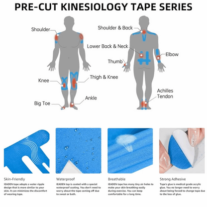 Precut Kinesiology Tape Strips for Knee Support